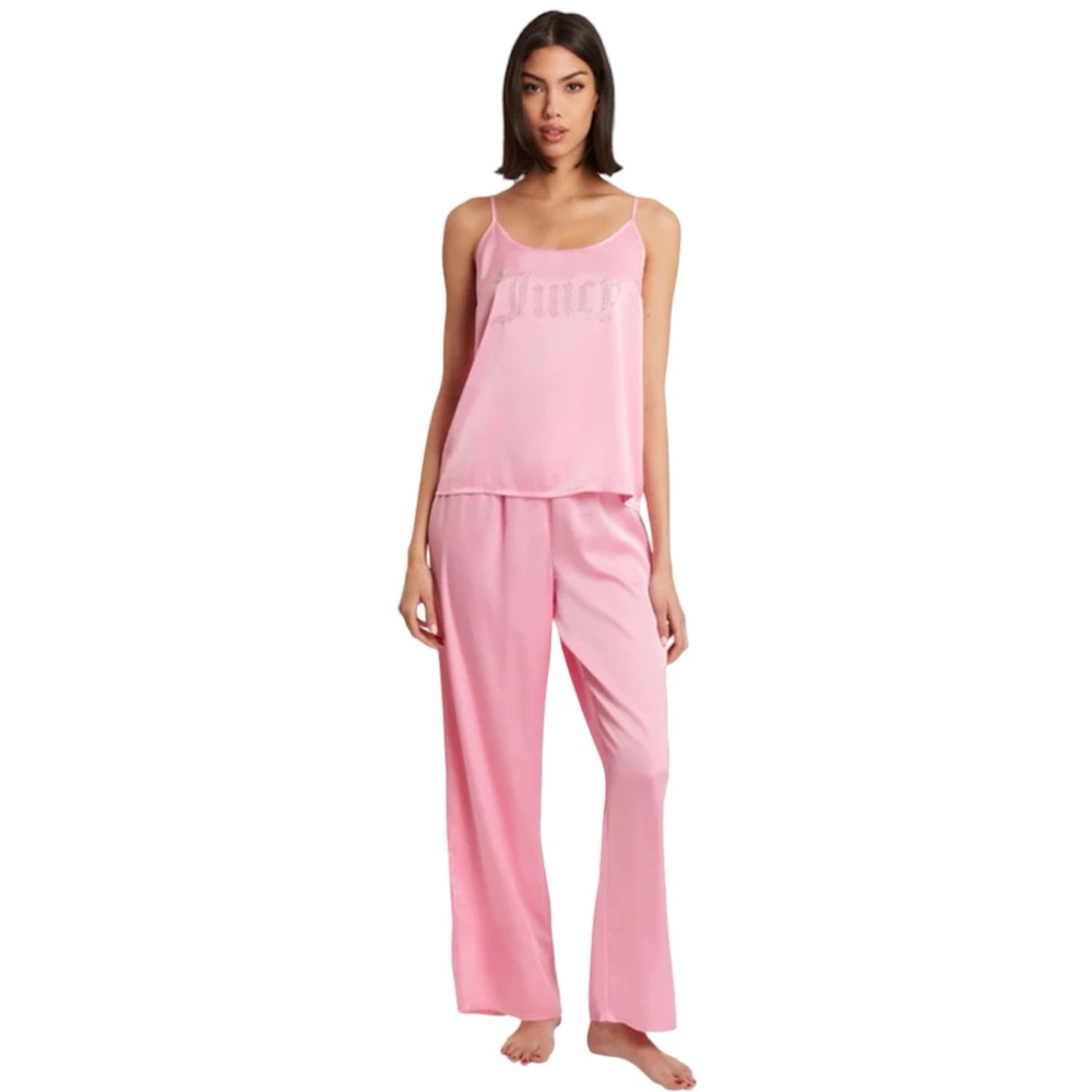 🦋Juicy Couture Women’s Pink SATIN CAMI PJ SET size-L